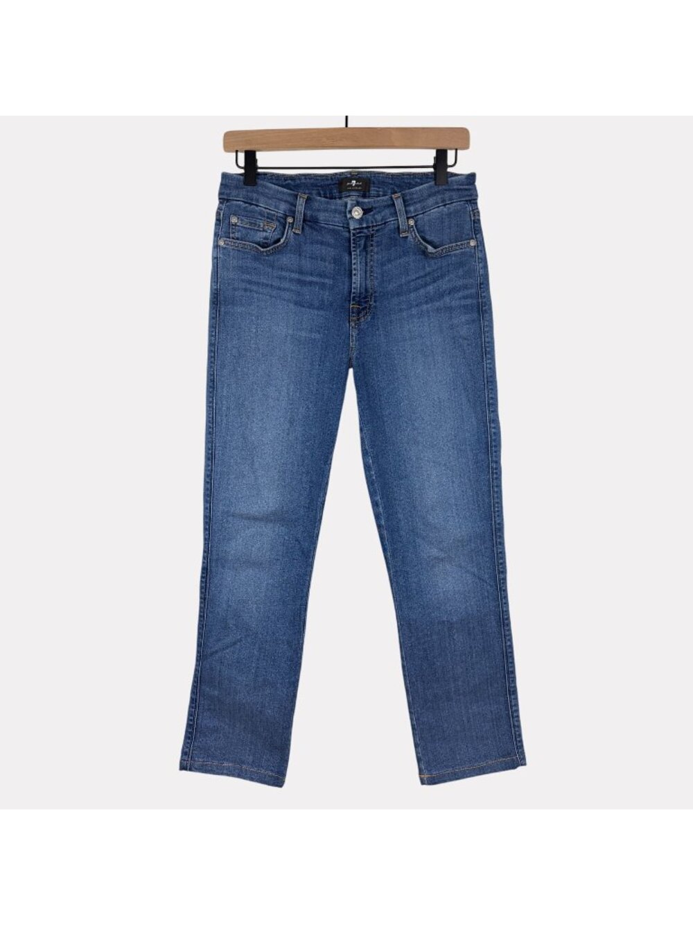 7 for all Mankind Kimmie Straight Jeans Womens 29 Blue Five Pocket Zip Fly